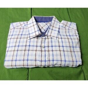 Tasso Elba Long Sleeve Button Up Men's Checked Shirt Size L (16-16 1/2)